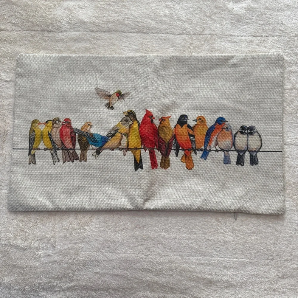Cushion Cover For a Small Pillow With Colorful Bird Print - Picture 1 of 7